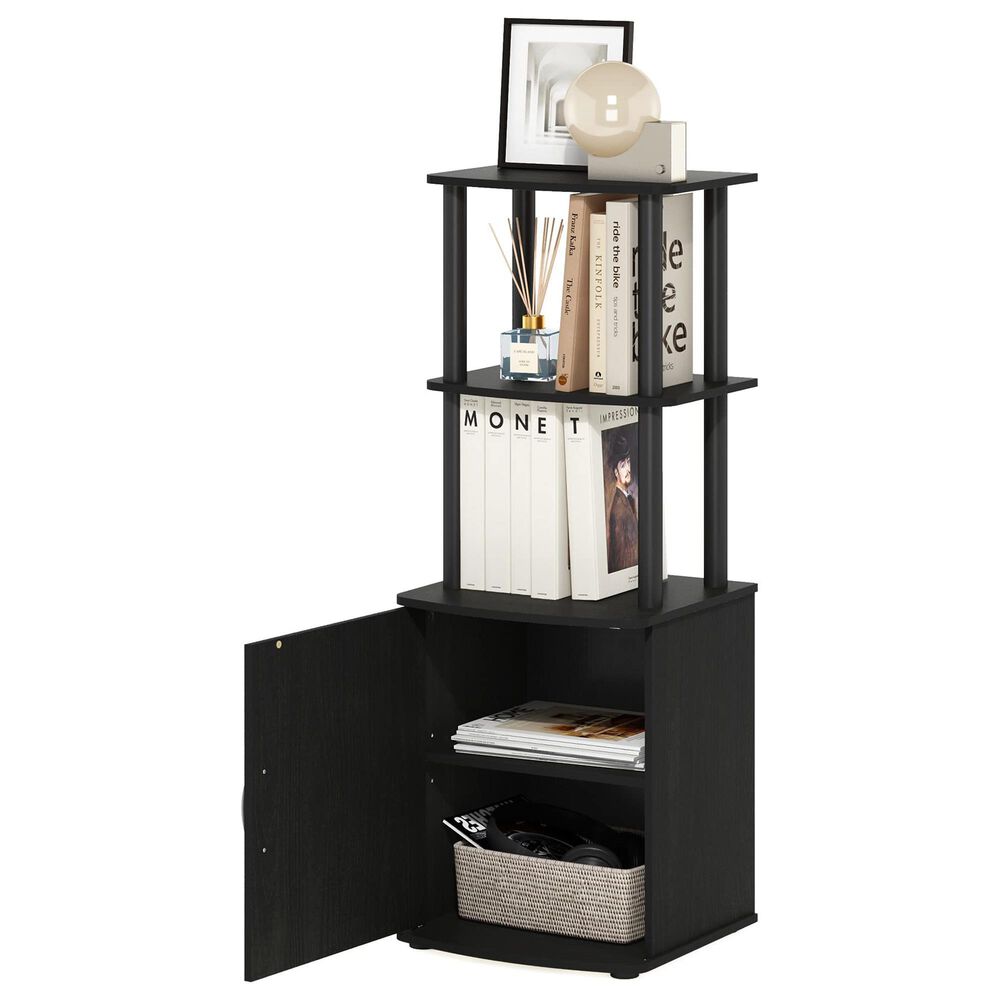 HOMLUX 2-Tier Standing Bookshelf with Storage Cabinet in Blackwood and Black, , large