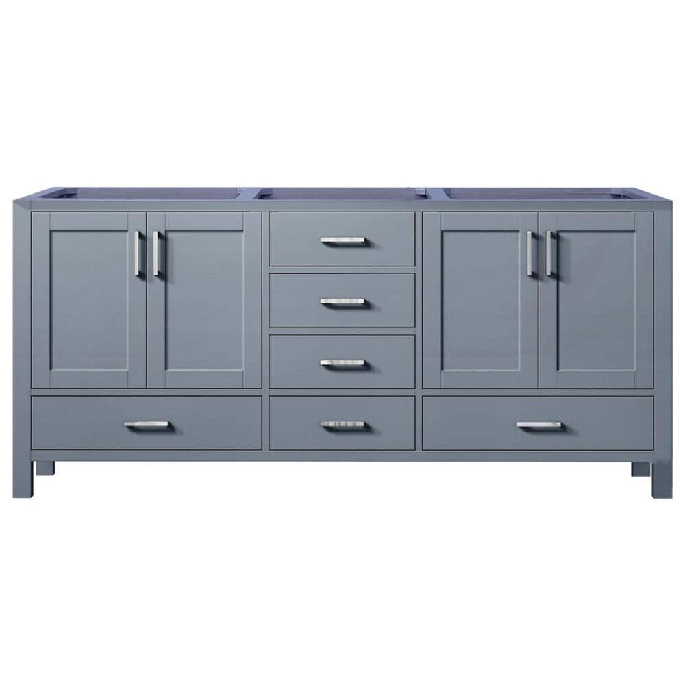 Lexora Home Jacques 72&quot; Double Bathroom Vanity in Dark Grey with 2 cm White Cultured Marble Top and Rectangular Sinks, , large