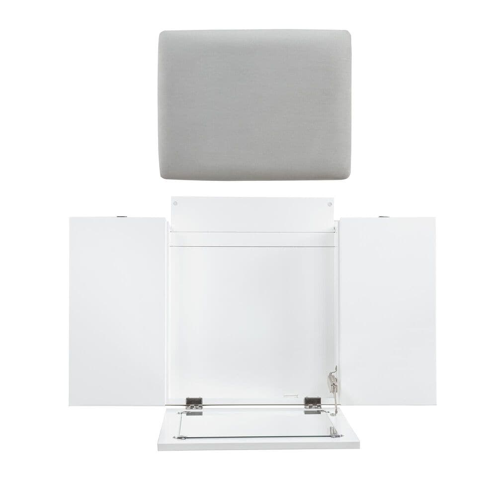 Linon Home Decor Angela Vanity with Stool in White, , large