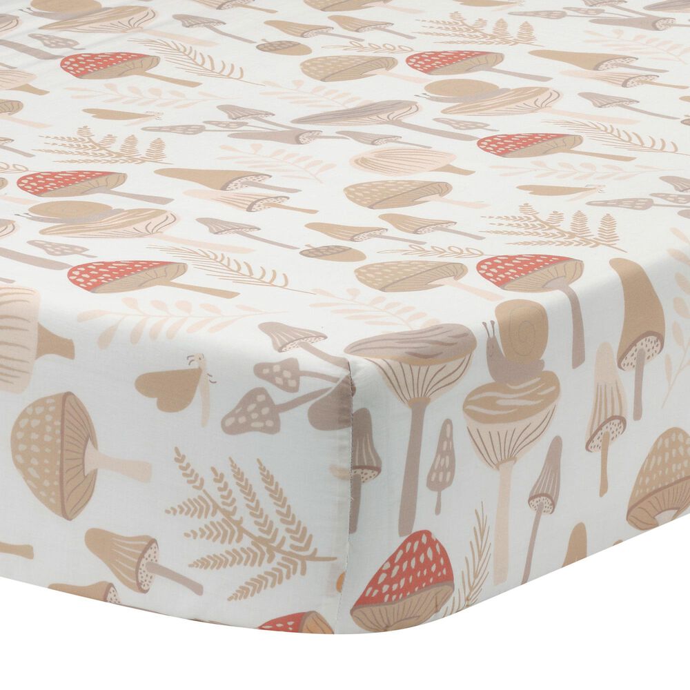 Lambs &amp; Ivy Mushroom Fitted Crib Sheet in Multicolor, , large