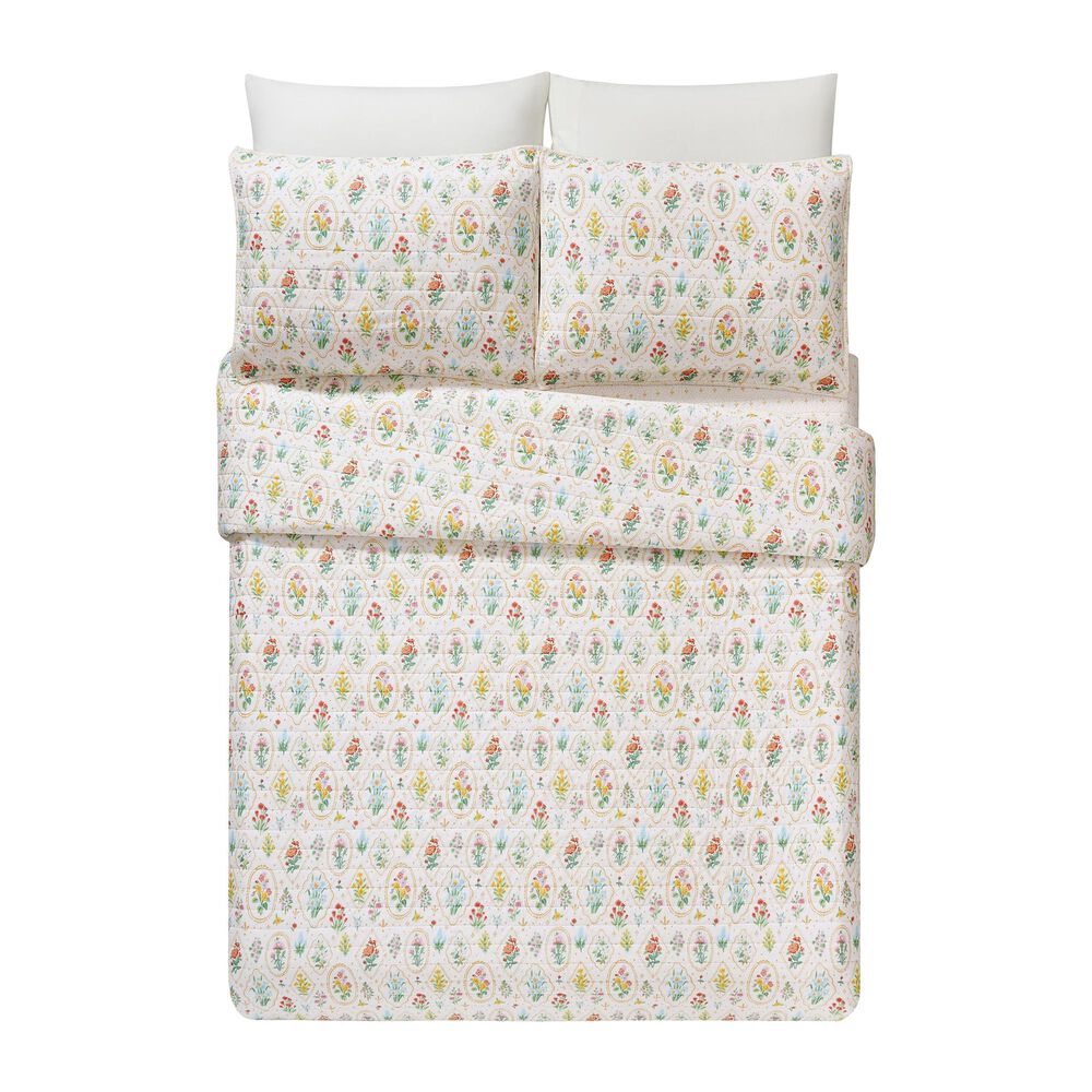 Peking Handicraft 3-Piece Full/Queen Floral Wallpaper Quilt Set in Multicolor, , large