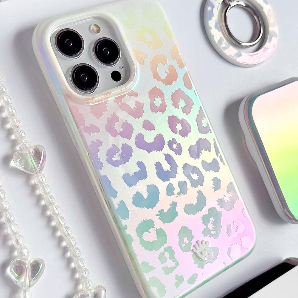 Velvet Caviar MagSafe Phone Grip Ring in White Opal Leopard, , large