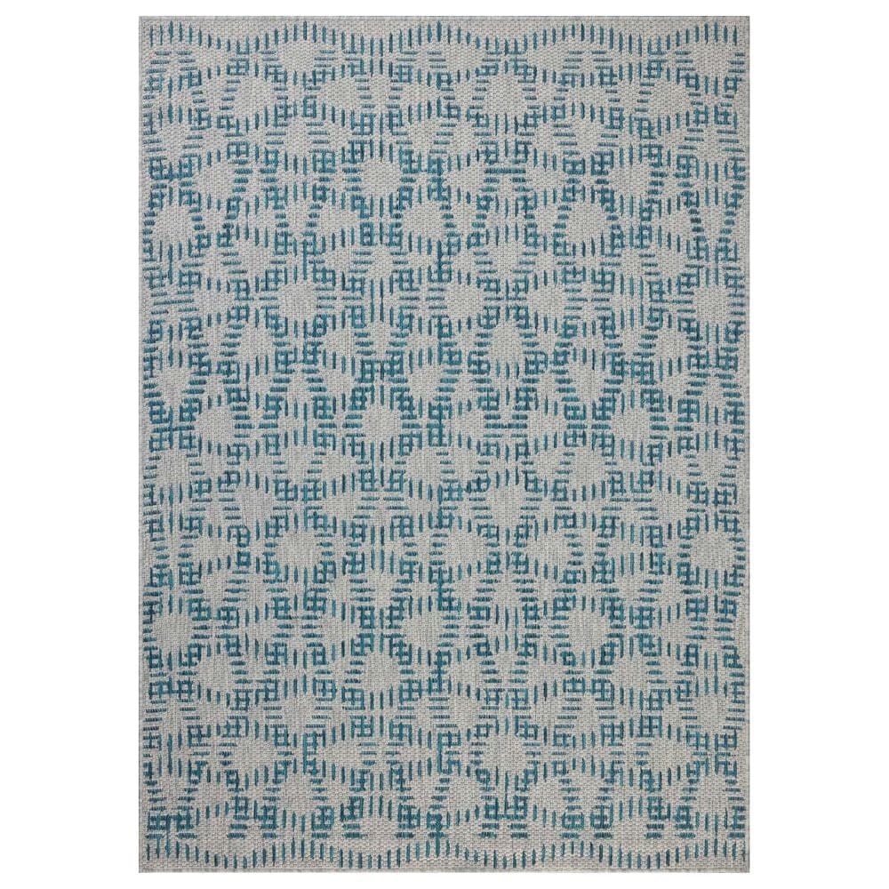 Loloi Easton Fog and Teal 2&#39;3&quot; x 3&#39;9&quot; Indoor/Outdoor Area Rug, , large
