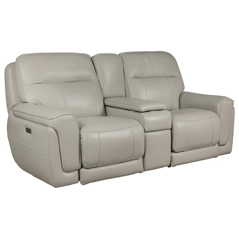 Sienna Designs Leather Power Reclining Console Loveseat with Power Headrests in Glacier Ice, , large