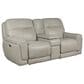Sienna Designs Leather Power Reclining Console Loveseat with Power Headrests in Glacier Ice, , large