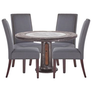 Home Trends & Design Industrial Loft and Jones 5-Piece Round Dining Set in Natural, White and Gunmetal, , large