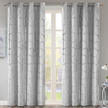 Hampton Park Raina 50" x 84" Top Curtain Panel in Grey and Silver, , large