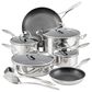 Circulon 10-Piece Tri-Ply Clad Nonstick Cookware Set with 2-Piece Bonus Utensil Set in Stainless Steel, , large