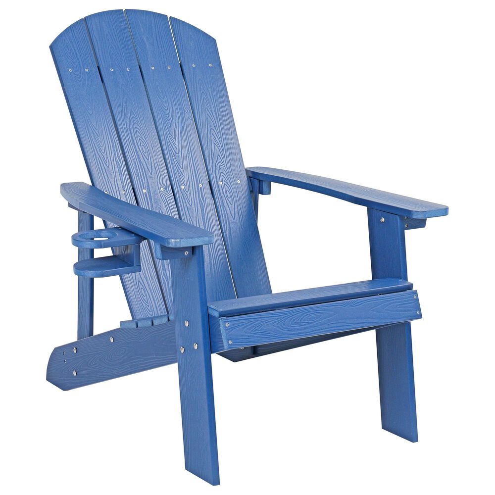 Hearth and Haven Outdoor Lounge Chair with Cup Holder in Navy Blue, , large