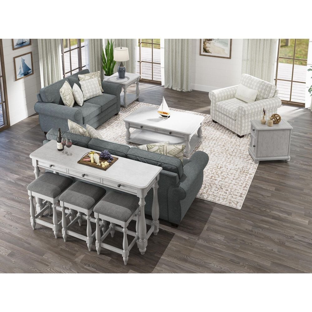 Golden Wave Furniture New Haven Sofa Table with Three Stools in Oyster Shell, , large