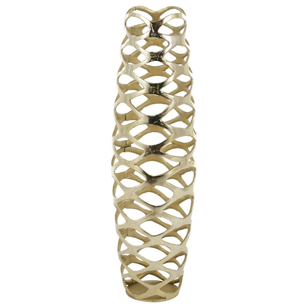 Maple and Jade 32.5&quot; Tall Cutout Geometric Decorative Vase in Satin Gold, , large