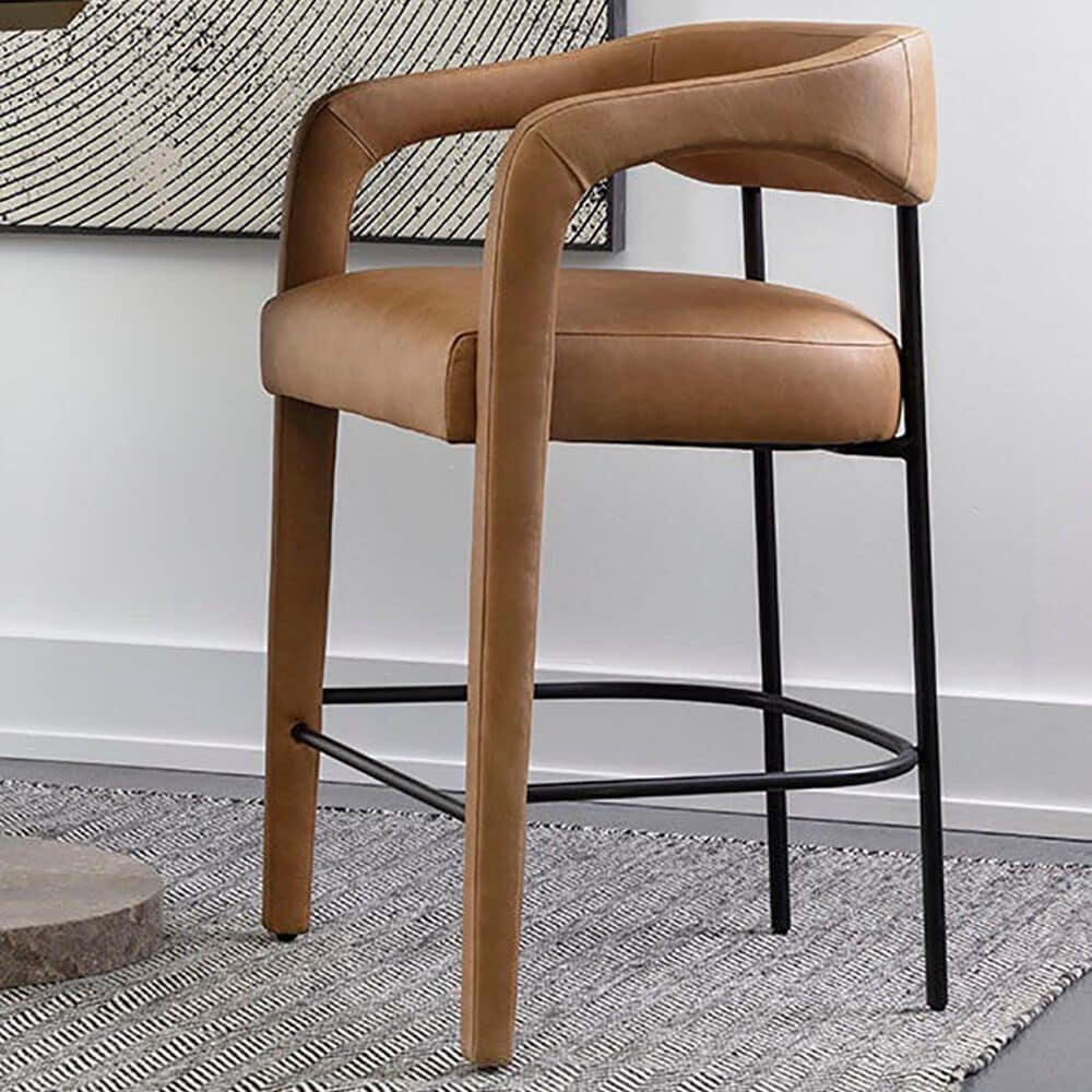 Club Collection By Sunpan Mavia Counter Stool in Matte Black, , large