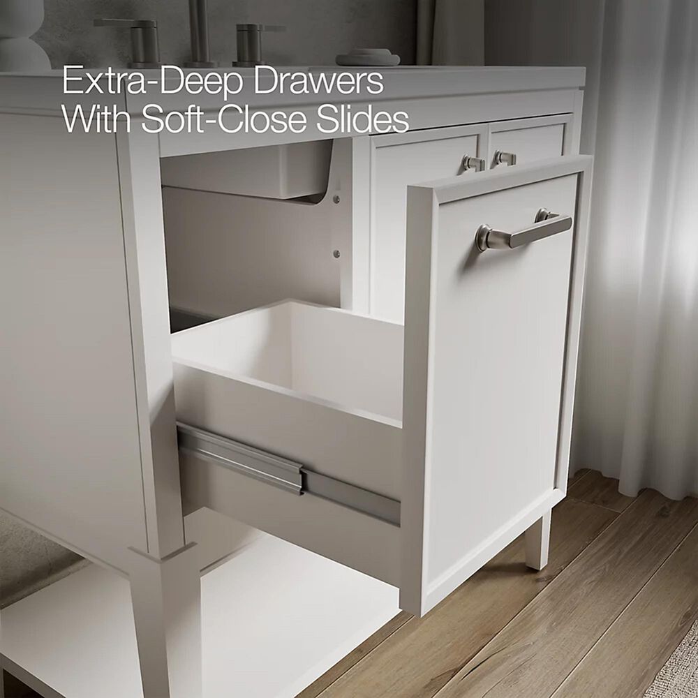 Kohler Winnow 36" Single Bathroom Vanity in White with 2 cm White Quartz Top, , large