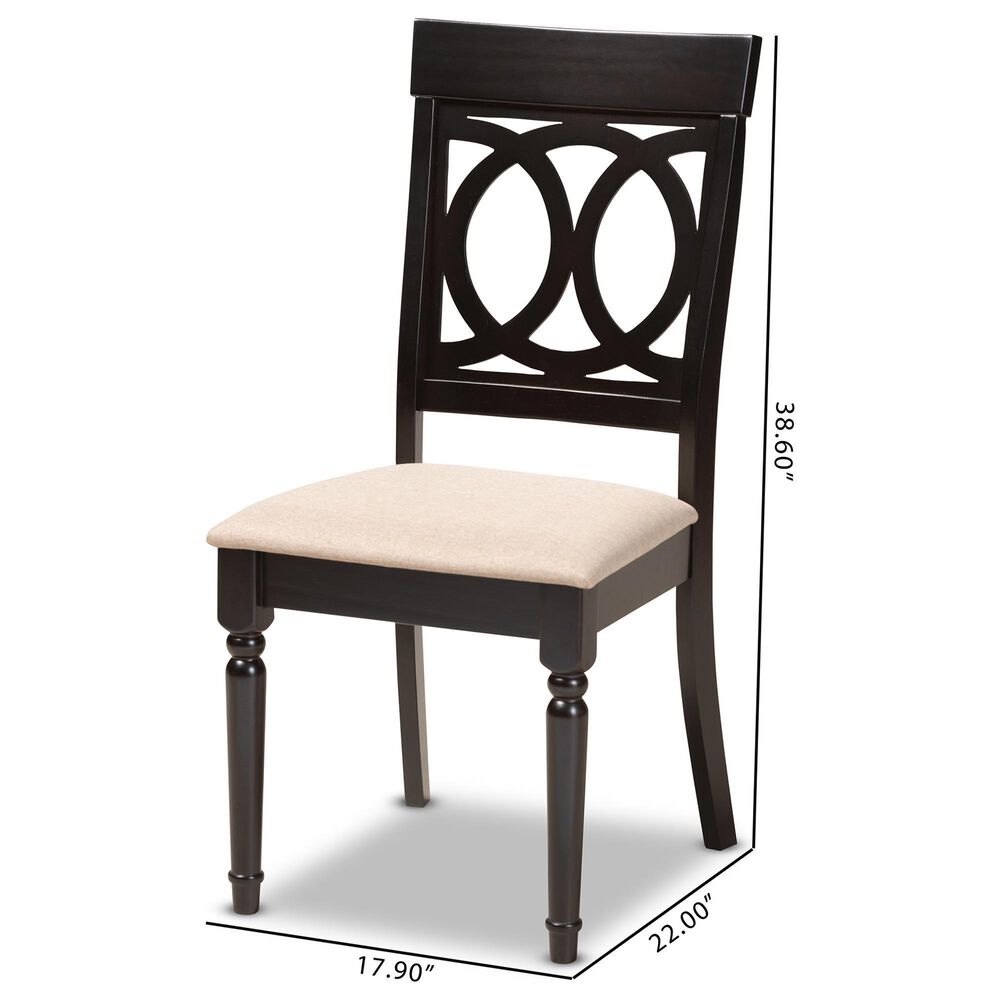 Baxton Studio Lucie Side Chair with Sand Cushion in Espresso Brown (Set of 4), , large