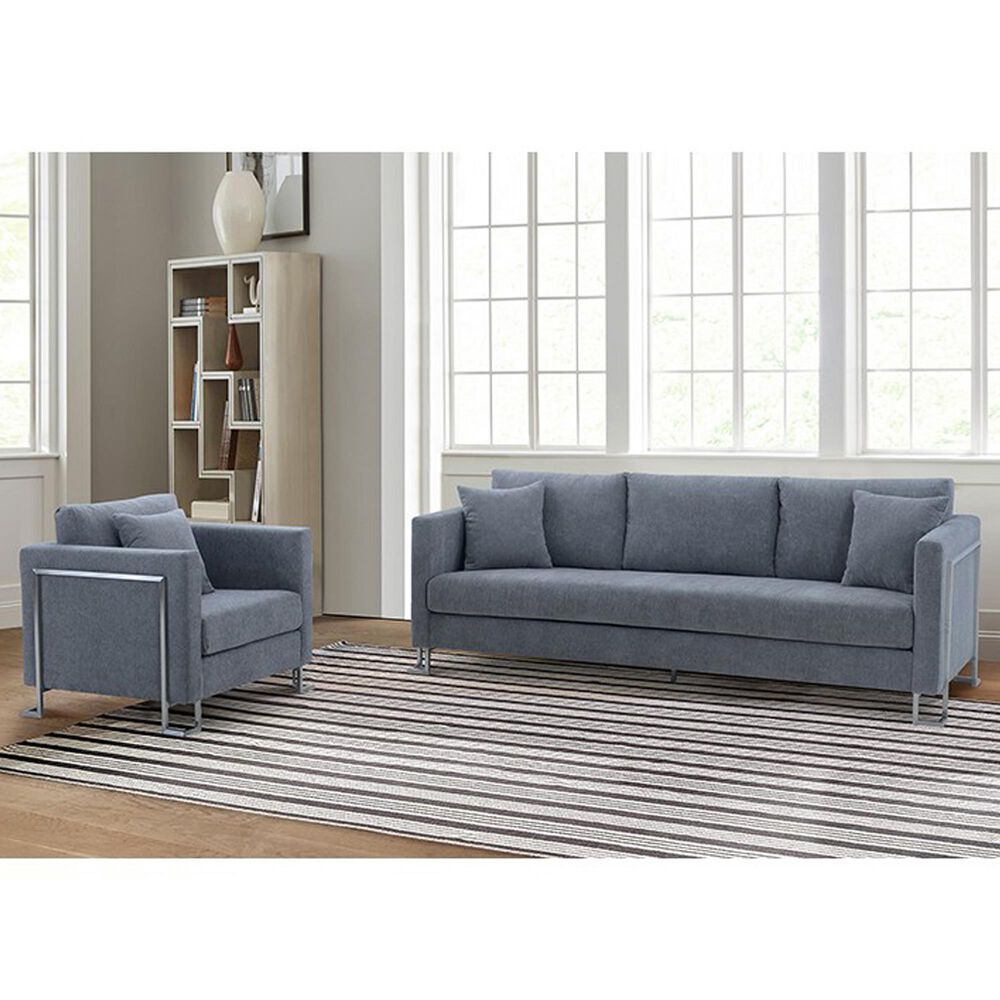 Blue River Heritage 2-Piece Sofa &amp; Chair Set in Gray/Brushed Stainless Steel, , large