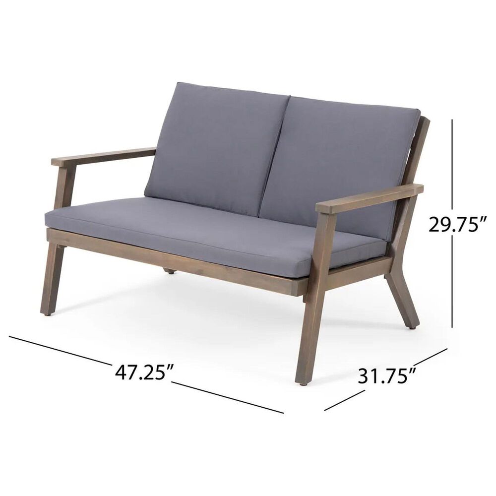 Hearth and Haven Temecula 4-Piece Outdoor Chat Set with Rectangular Coffee Table in Gray, , large