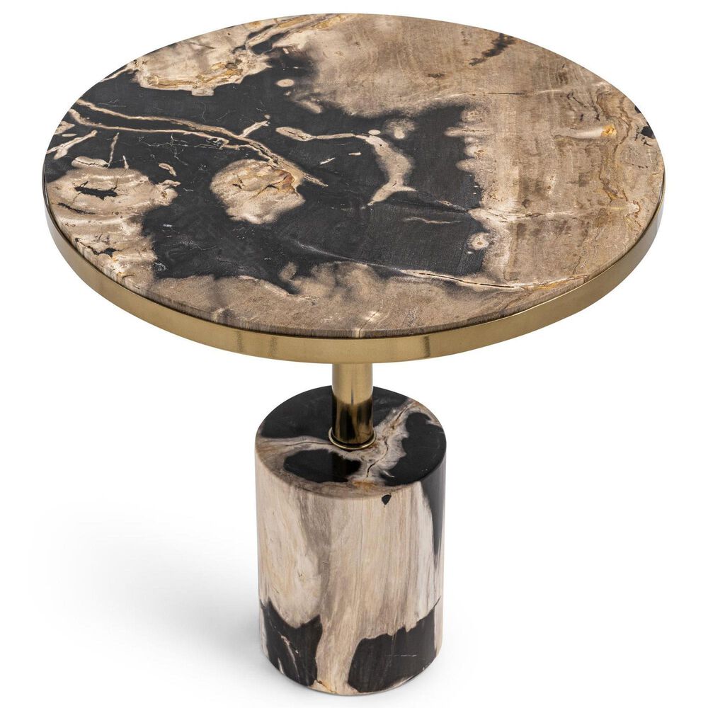 Classic Home Jordyn 18" Round Accent Table in Molten Husk and Brass, , large