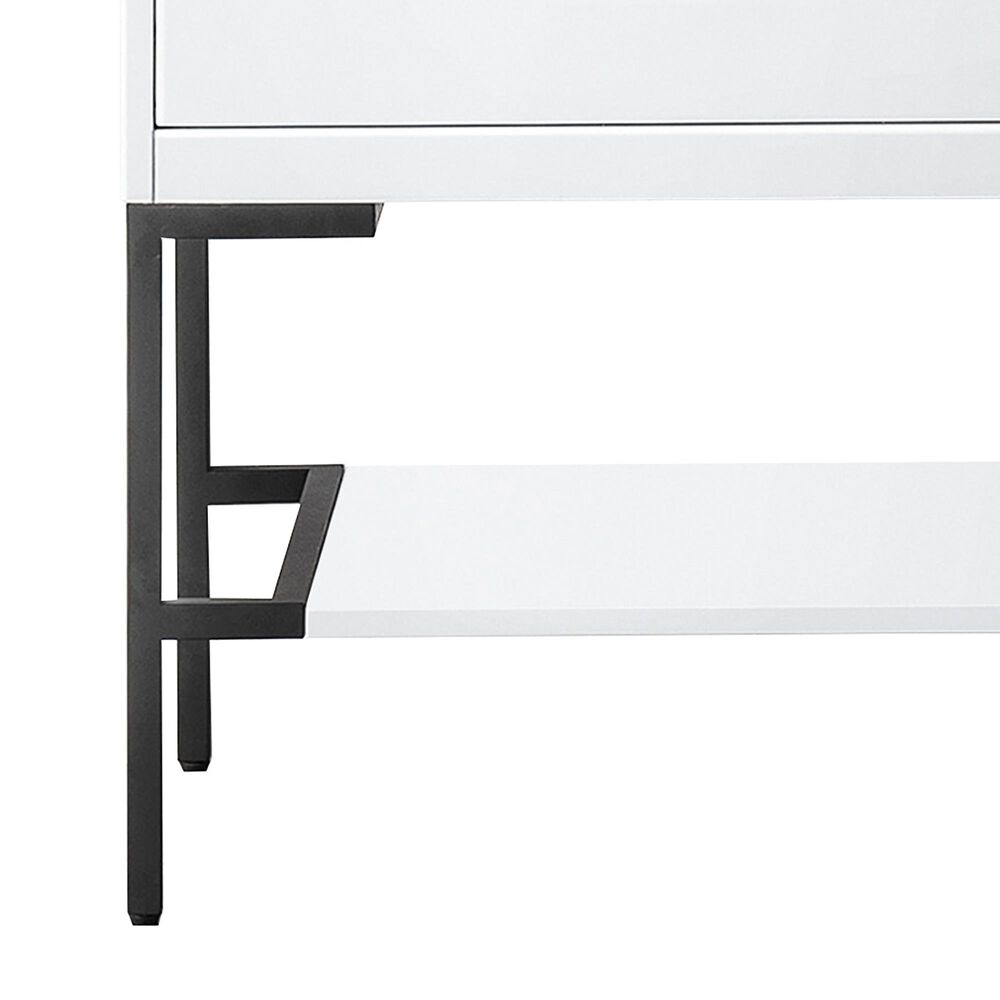 James Martin Mantova 35.4&quot; Single Bathroom Vanity in Glossy White and Matte Black with 2 cm Charcoal Black Resin Countertop and Rectangular Sink, , large