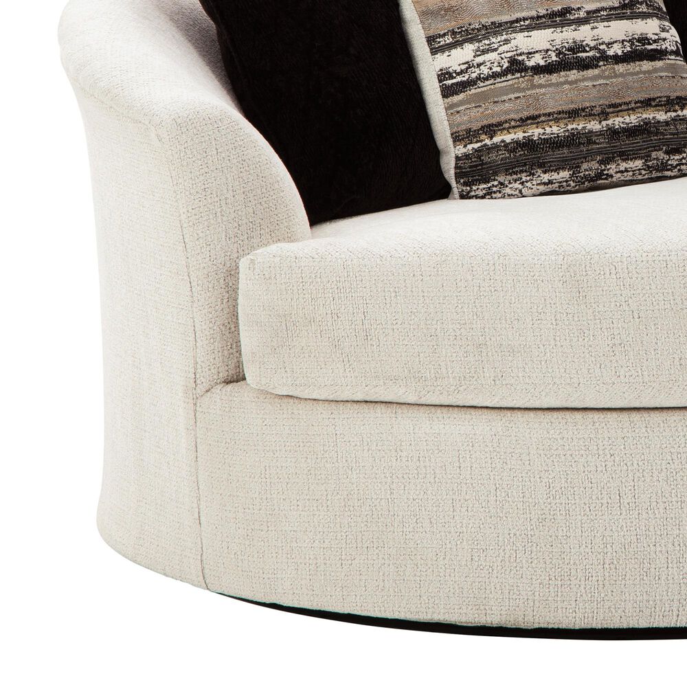 Ashley Cambri Oversized Round Swivel Chair in Snow, , large