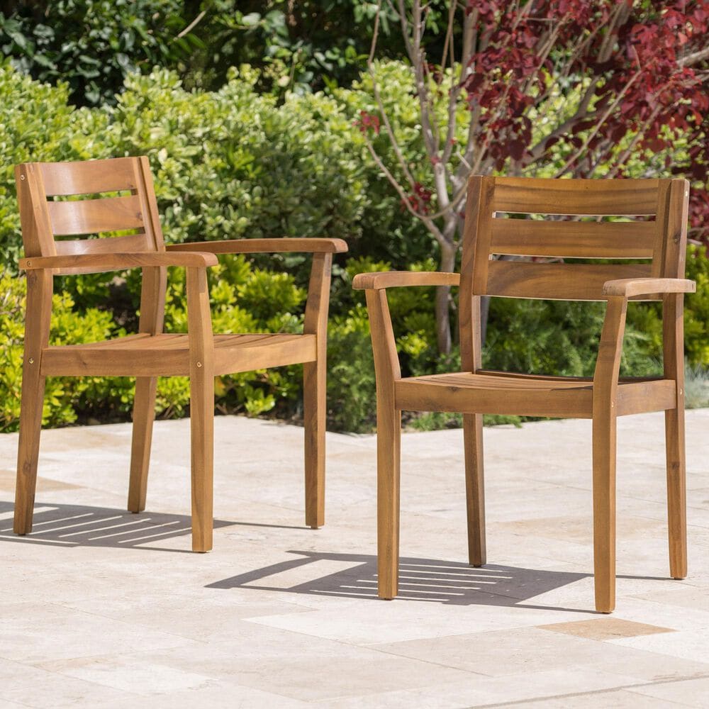 Hearth and Haven Stamford Patio Dining Chair in Teak (Set of 2), , large