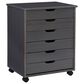 Linon Home Decor Cary 6-Drawer Wide Rolling Cart in Grey, , large