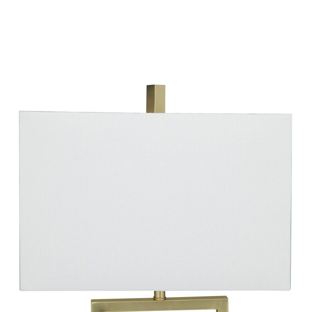 Maple and Jade 27&quot; Metal and Marble Geometric Table Lamp with Linen Shade in Gold, White and Gray, , large