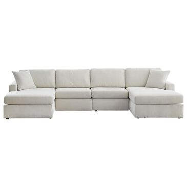 Ashley Modmax 4-Piece Sectional with Double Chaise in Oyster with Next-Gen Nuvella Performance Fabric, , large