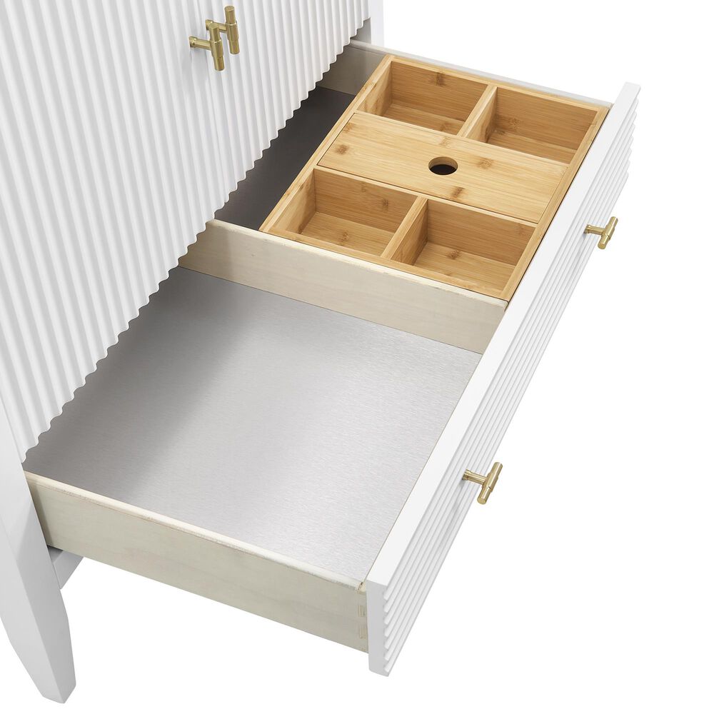 James Martin Vanities Myrrin 36&quot; Vanity in Bright White with Single Hole 3 CM White Zeus Quartz Top &amp; Backsplash, , large