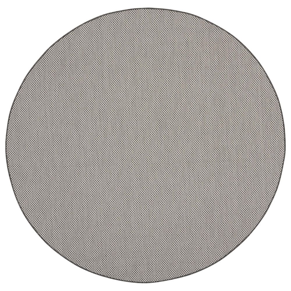 Nourison Courtyard Ivory and Charcoal 8" Round Indoor/Outdoor Area Rug, , large