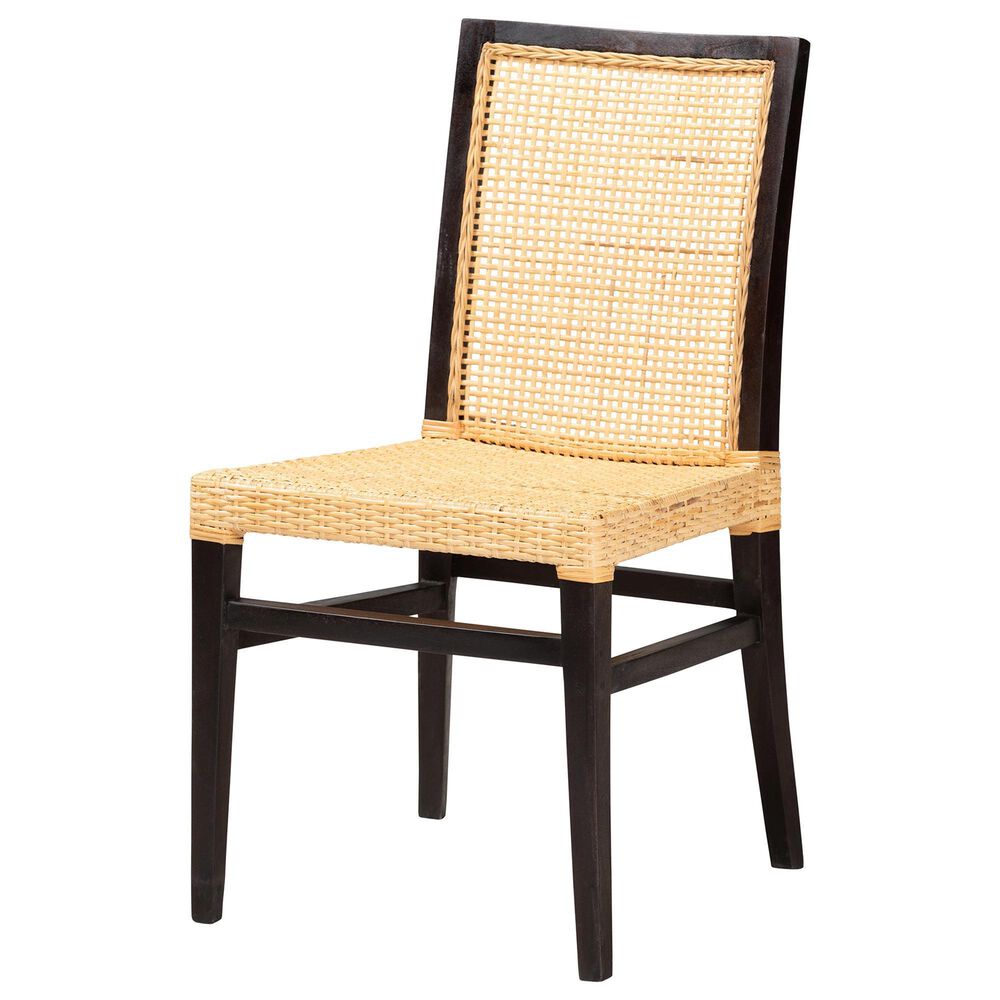 Baxton Studio Lingga Side Chair in Dark Brown and Natural Brown, , large
