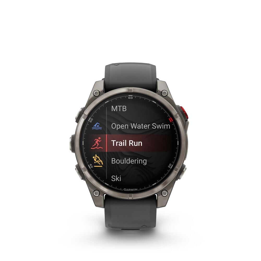 Garmin Fenix 8 Pro Sapphire AMOLED Smartwatch 47mm Titanium Case with Graphite Black Silicone Band, , large