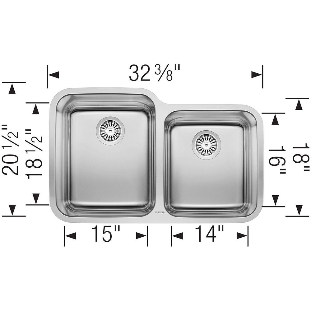 Blanco Stellar 32&quot; 1-3/4 Double Bowl Kitchen Sink in Refined Brushed, , large
