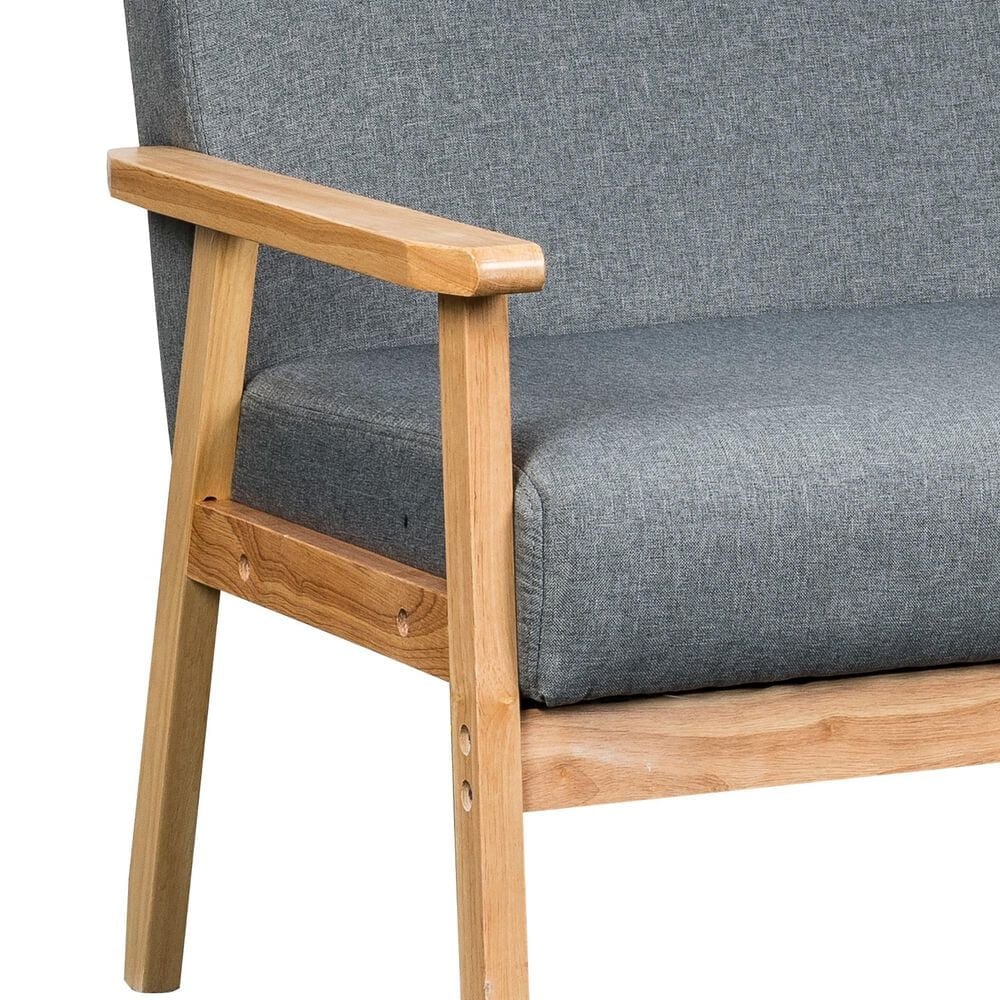 HOMLUX 45" Stationary Loveseat with Solid Wood Arms in Gray, , large