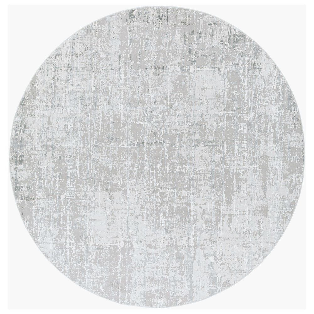 Surya Aisha 7"10" Round Light Gray, Gray and Off-White Area Rug, , large