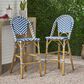 Hearth and Haven Outdoor Wicker French Barstool with Brown Aluminum Frame in Navy Blue (Set of 2), , large