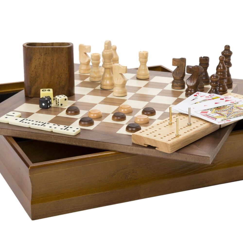 Timberlake Hey! Play! 7-in-1 Classic Combo Game - Chess-Checkers-Cribbage and More, , large
