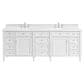 James Martin Brittany 84" Double Bathroom Vanity in Bright White with 3 cm White Zeus Top and Rectangular Sinks, , large