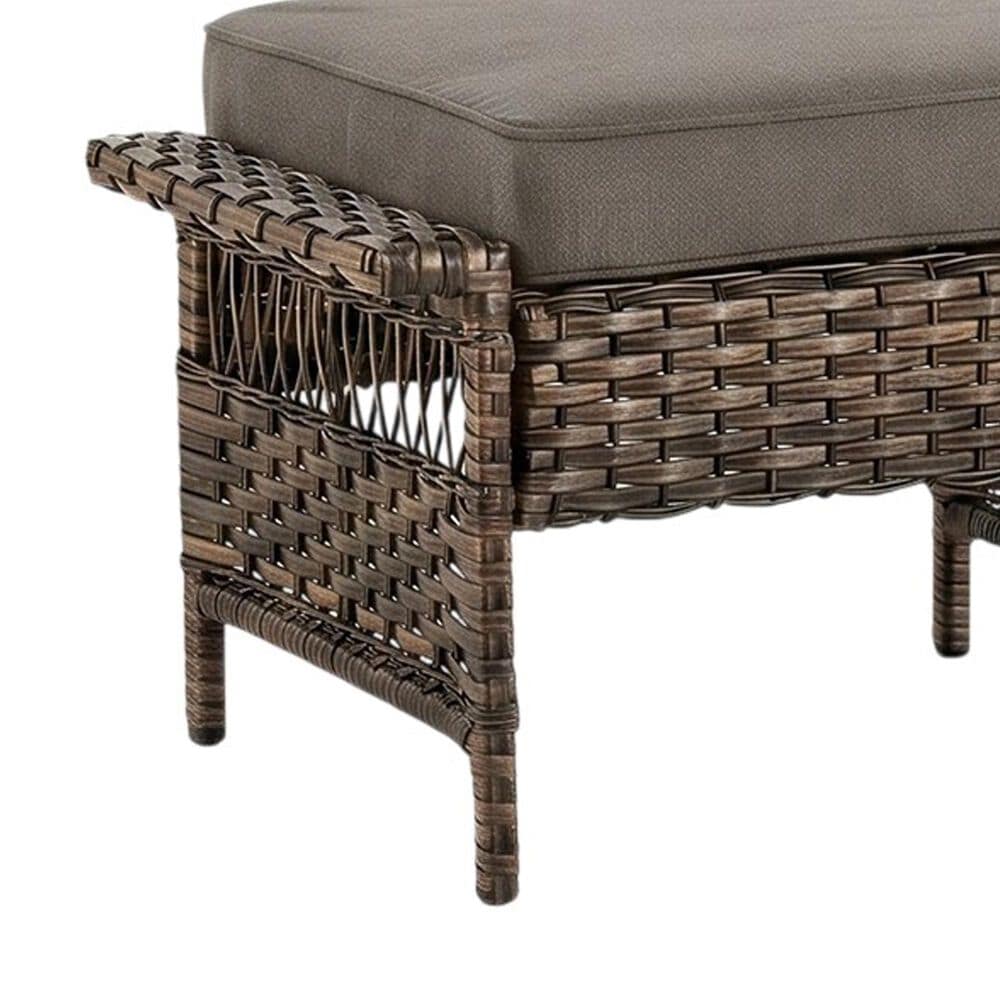 Sunwell Garden Outdoor Ottoman with Gray Cushion in Brown (Set of 2), , large