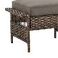 Sunwell Garden Outdoor Ottoman with Gray Cushion in Brown (Set of 2), , large