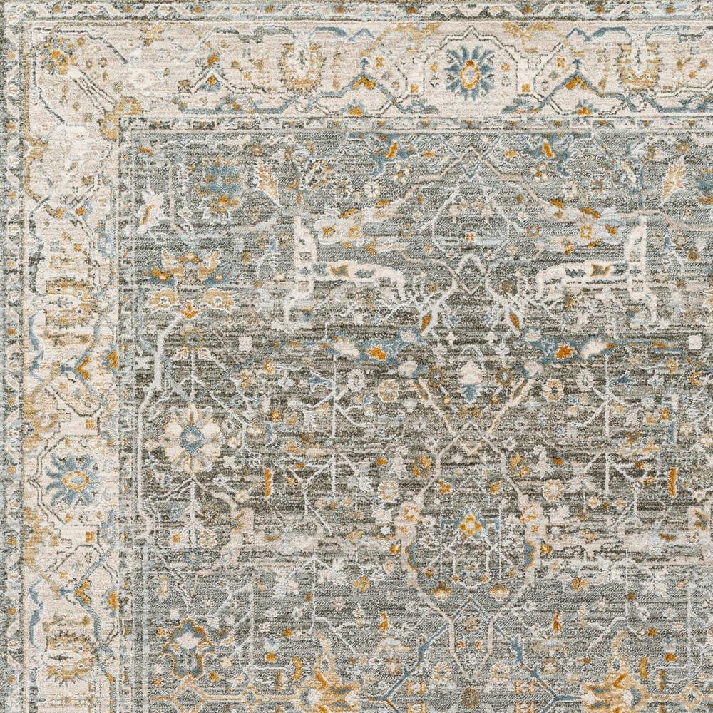 Surya Dresden Deep Teal, Dusty Sage, Taupe, Off-White, Light Gray, Olive and Mustard 2&#39;7&quot; x 7&#39;3&quot; Runner, , large