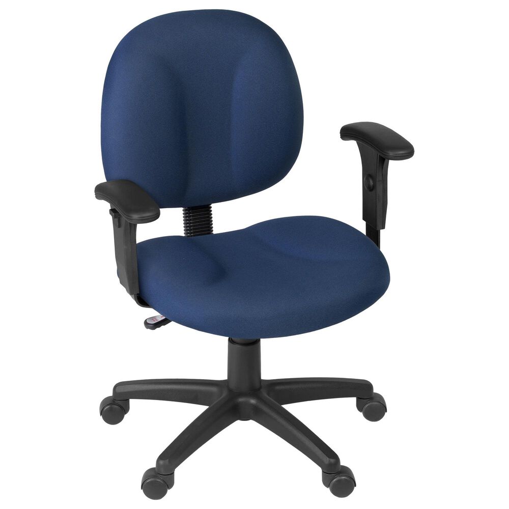 Regency Global Sourcing Comfort Series Swivel Computer Task Chair with Adjustable Arms in Navy Blue, , large