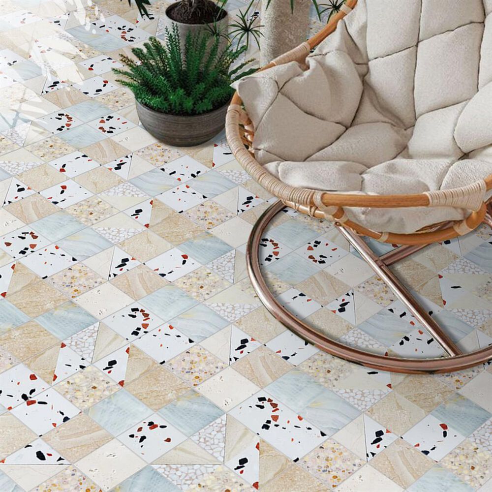 Soho Studio Elizabeth Sutton Terrazzi Paloma 2.87" x 2.87" on 11.81" x 11.81" Mosaic Sheet, , large
