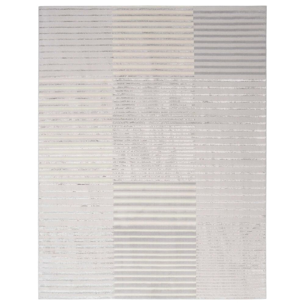 Nourison Brushstrokes 9" x 12" Silver and Grey Area Rug, , large
