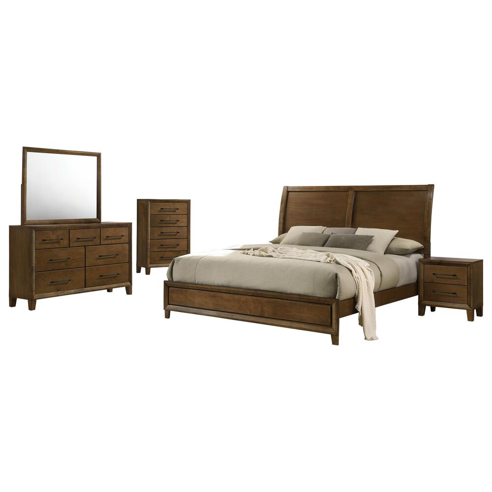 New Heritage Ballard 5 Piece Wood King Panel Bedroom Set in Walnut, , large