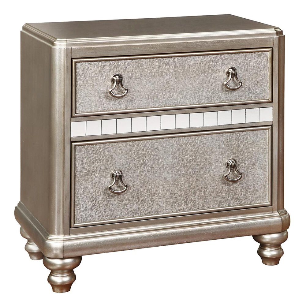 Pacific Landing Bling Game Nightstand with 2 Drawers in Metallic Platinum, , large