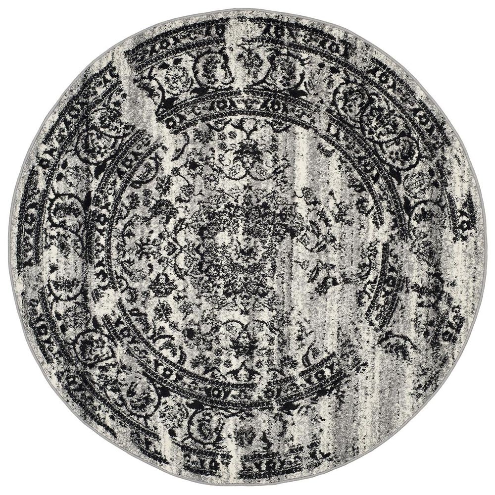 Safavieh Adirondack ADR101A-4R 4&#39; x 4&#39;  Silver/Black Round Rug, , large