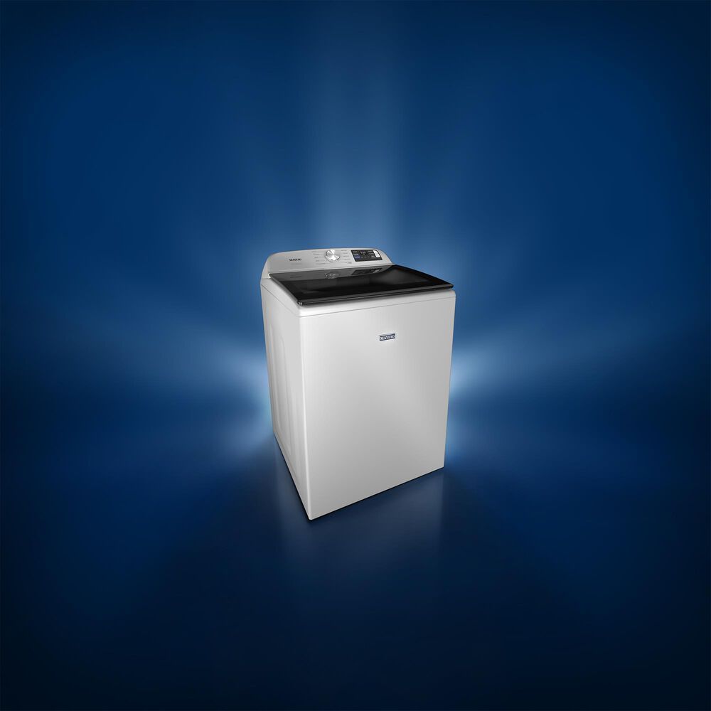 Maytag 5.3 Cu. Ft. Smart Top Load Washer and 7.4 Cu. Ft. Smart Electric Top Load Dryer Laundry Pair in White, , large