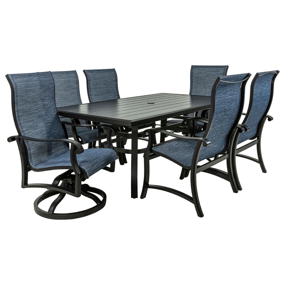 Crown Garden 7-Piece Dining Set in Collect Indigo and Matte Black, , large