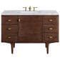 James Martin Vanities Amberly 48" Single Bathroom Vanity in Walnut with 3 cm Carrara White Marble Top and Rectangular Sink, , large