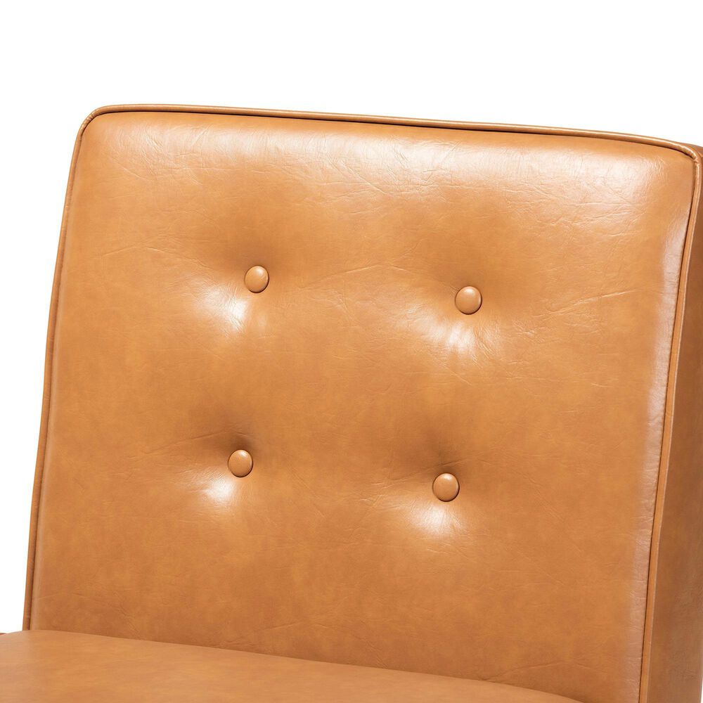 Baxton Studio Arvid Side Chair with Tan Cushion in Walnut Brown, , large